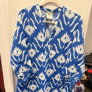 Nimo blue and White Patterned Dress